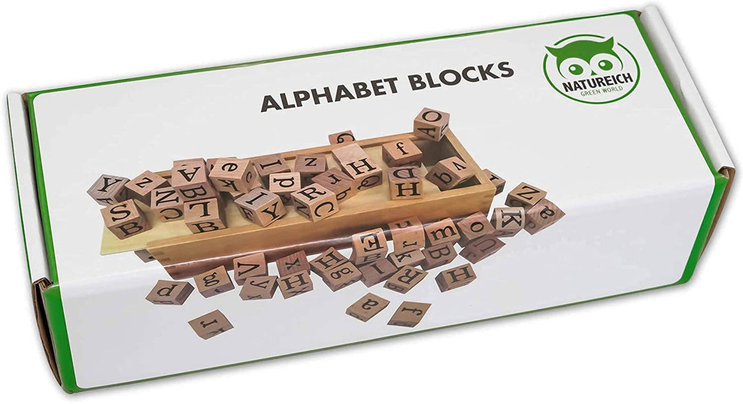 Sprachlernbündel: Alphabet-Blöcke aus Holz + Wimmelbuch - Natureich