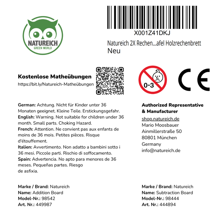 1. Klasse Lernbündel: Plus und Minus Rechenbretter - Natureich