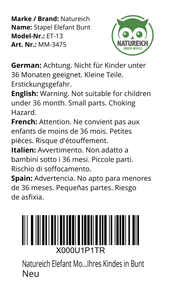 Stapelelefant aus Holz - 4 Varianten zur Wahl - Natureich