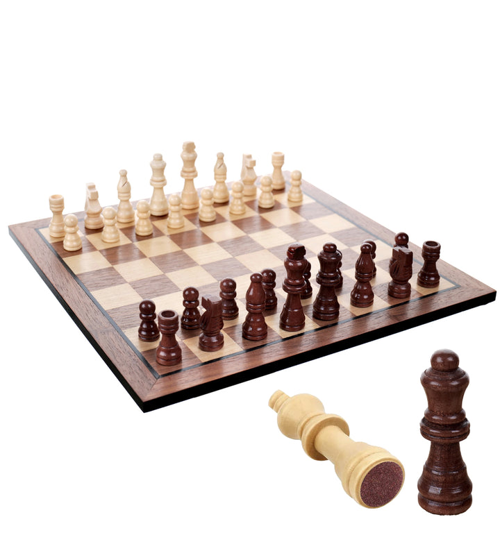 Schachbrett Massiv Holz: Klassik Chess Walnuss - Natureich