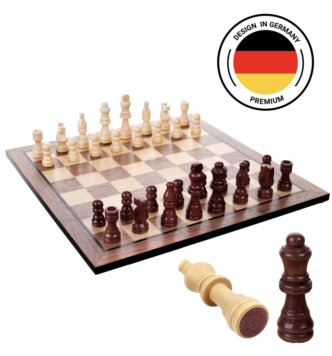 Schachbrett Massiv Holz: Klassik Chess Walnuss - Natureich