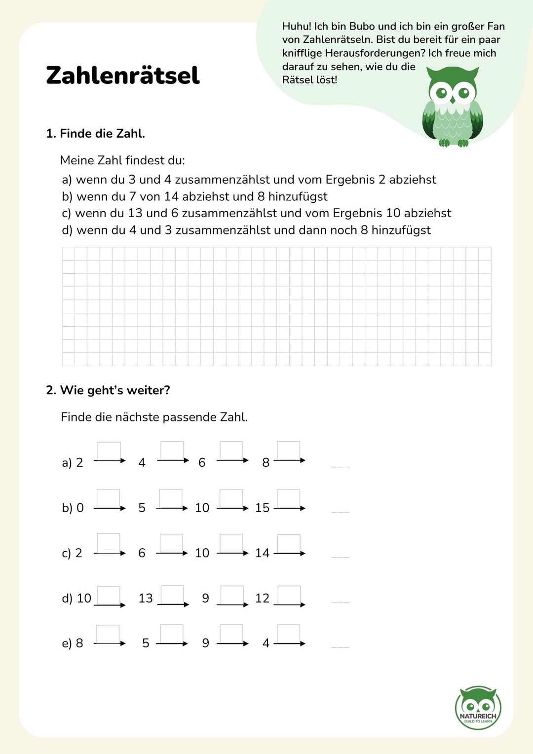 1. Klasse Mathe Übungsbuch - Digitaler Download - Natureich
