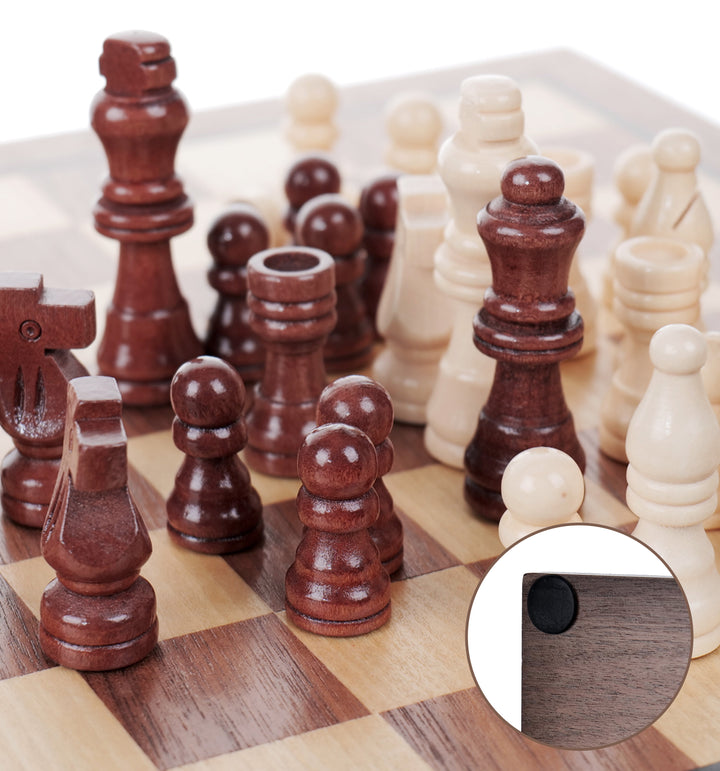 Schachbrett Massiv Holz: Klassik Chess Walnuss - Natureich