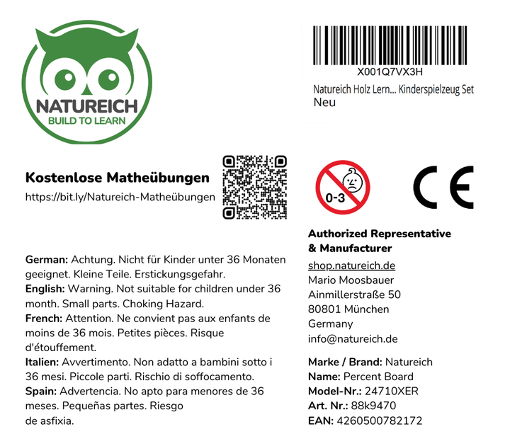 Prozentspielzeug, Kuchendiagramm, Prozent, Brüche, Dezimalzahlen Holzspielzeug für Grundschüler - Natureich