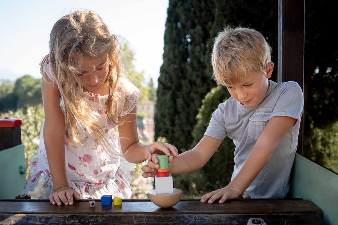 Natureich Montessori Turm aus Holz zum Balancieren & Stapeln - Natureich