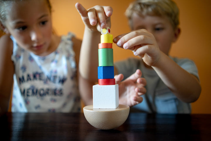 Natureich Montessori Turm aus Holz zum Balancieren & Stapeln - Natureich
