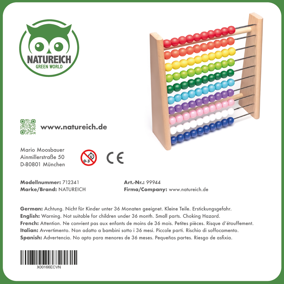 Natureich Abakus Rechenrahmen aus Holz - Natureich