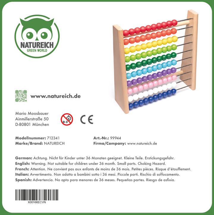 Natureich Abakus Rechenrahmen aus Holz - Natureich