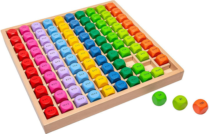 Natureich 1x1 für Grundschüler / Großes Holzrechenbrett / Bunte Würfel mit Aufgaben / Spiel und Spaß für Rechenprofis / Lernen leichtgemacht - Natureich