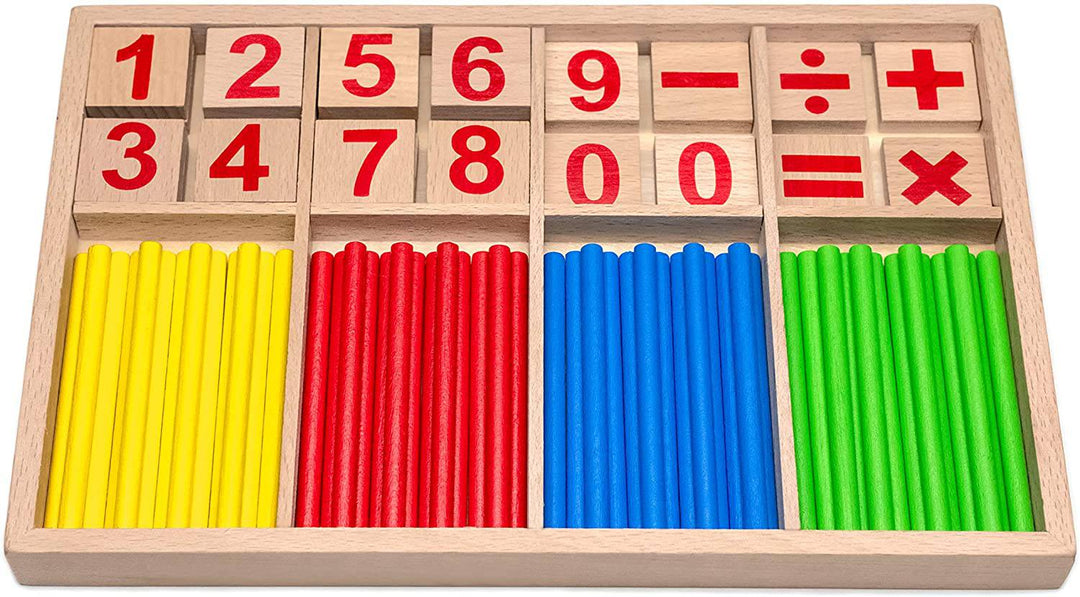 Natureich Montessori Mathe Spielzeug Material aus Holz Einmaleins Spiel zum Zahlen 1x1 Addition Lernen Rechenhilfe für Jungen & Mädchen 1. Klasse - Natureich