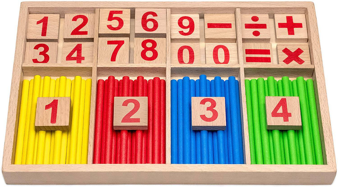 Natureich Montessori Mathe Spielzeug Material aus Holz Einmaleins Spiel zum Zahlen 1x1 Addition Lernen Rechenhilfe für Jungen & Mädchen 1. Klasse - Natureich